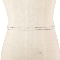 Boho Metal Beads Waist Chain Double Layer Belly Chain Tassel Dress Chain