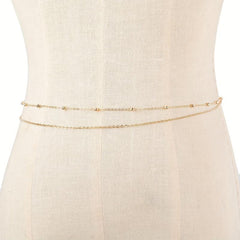 Boho Metal Beads Waist Chain Double Layer Belly Chain Tassel Dress Chain