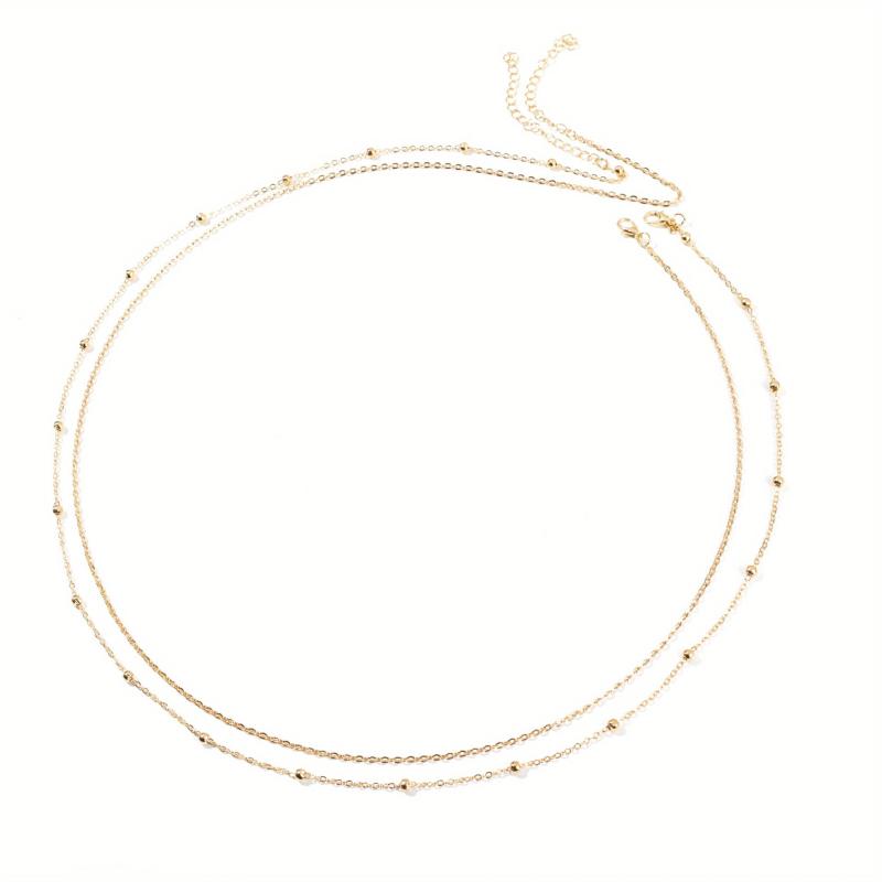 Boho Metal Beads Waist Chain Double Layer Belly Chain Tassel Dress Chain