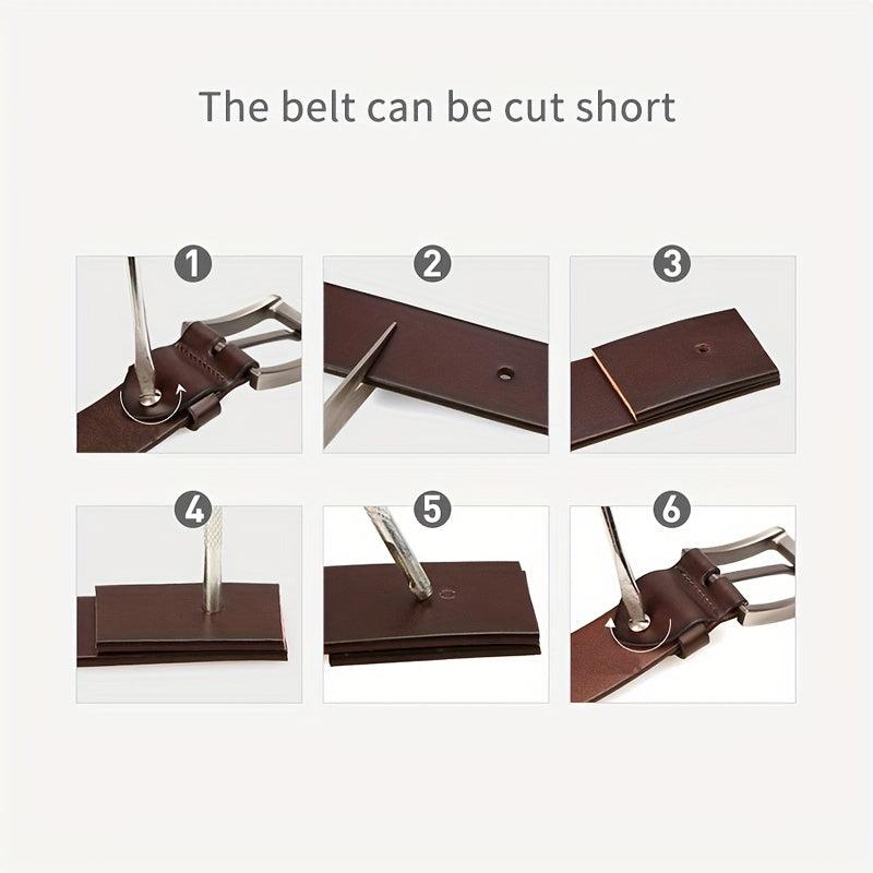 Solid Rectangular Pin Buckle Leather Belt