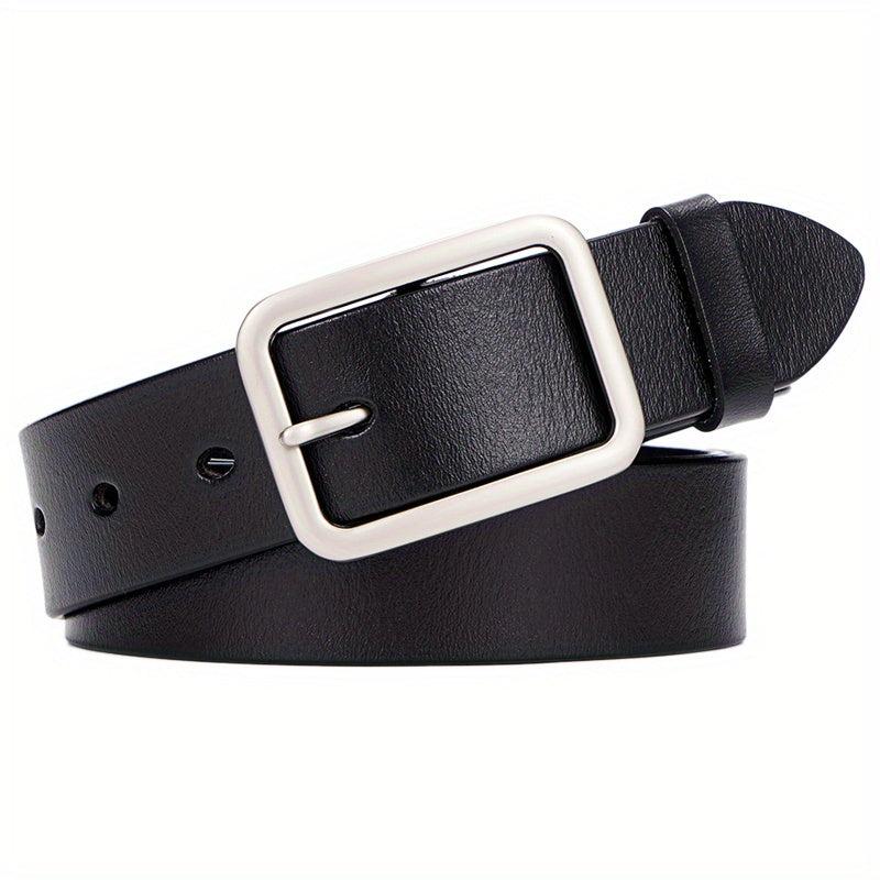 Solid Rectangular Pin Buckle Leather Belt