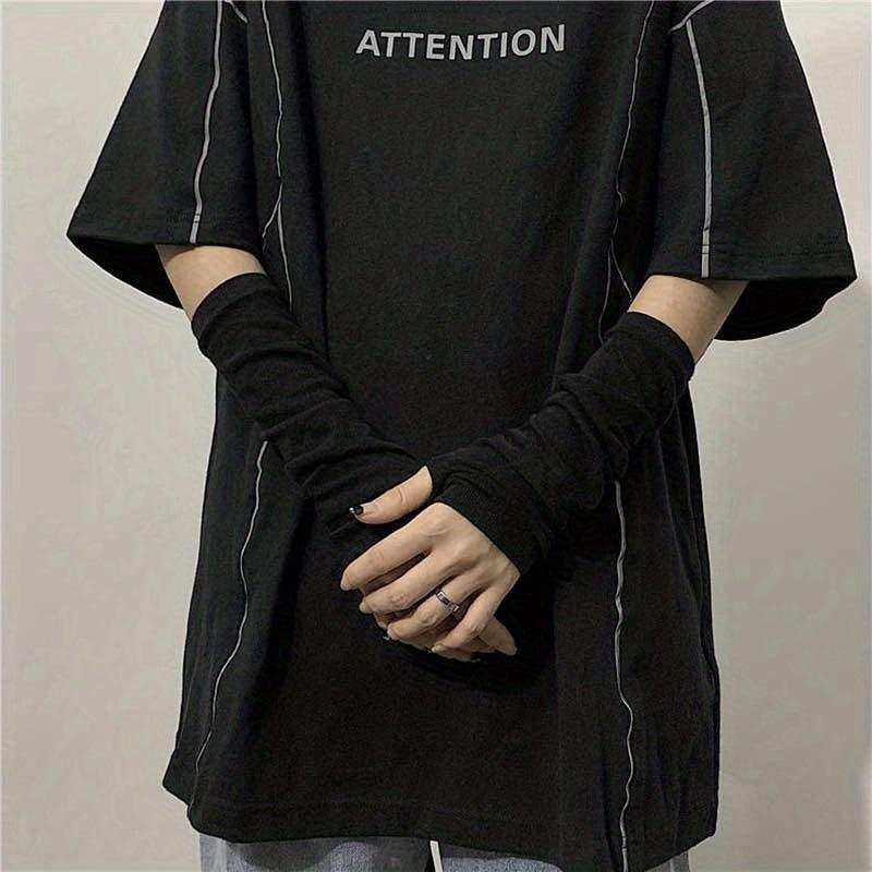 Y2K Striped Knitted Fingerless Gloves