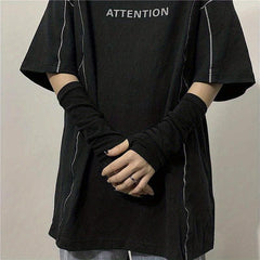 Y2K Striped Knitted Fingerless Gloves