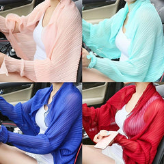 Chiffon Sunscreen Shawl Long Sleeves Ruffles Scarf Wrap