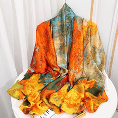 Oil Painting Landscape Scarf Print Shawl Women's Outdoor Windproof Wrap Hijab