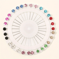 30pcs Colorful Rhinestone Hijab Pins with Safety Caps