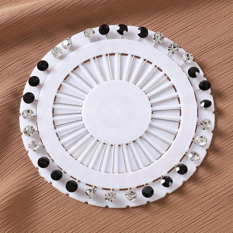 30pcs Colorful Rhinestone Hijab Pins with Safety Caps