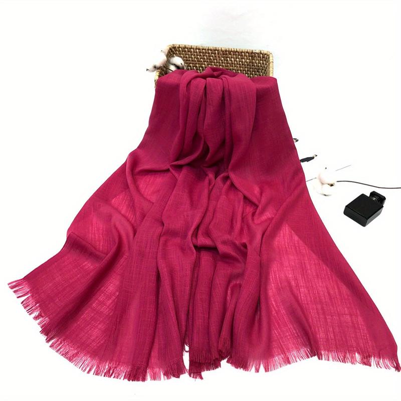 Solid Tassel Scarf Hijab Warm Shawl Women Windproof Head Wrap Beach Towel