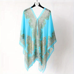 Oversized Paisley Print Chiffon Shawl Thin Beach Towel