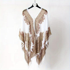 Oversized Paisley Print Chiffon Shawl Thin Beach Towel