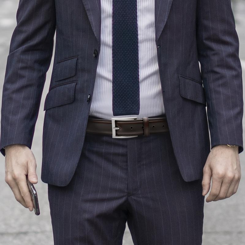 Men's Leather Dress Belt & Casual Belts With Single Prong Buckle