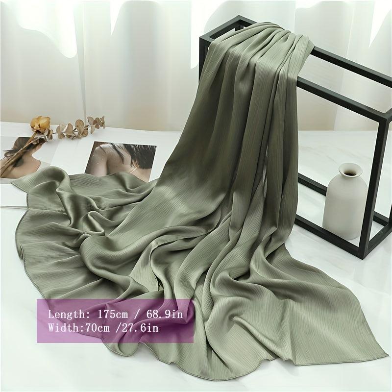Pleated Scarf Solid Hijab Casual Shawl Head Wrap Scarves Turban Hair Accessories