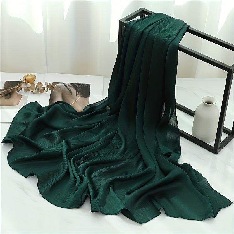Pleated Scarf Solid Hijab Casual Shawl Head Wrap Scarves Turban Hair Accessories