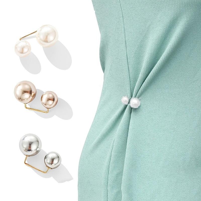 Faux Pearl Waistband Pin Buckle Clothes Skirt Waist Pin Pants Brooch