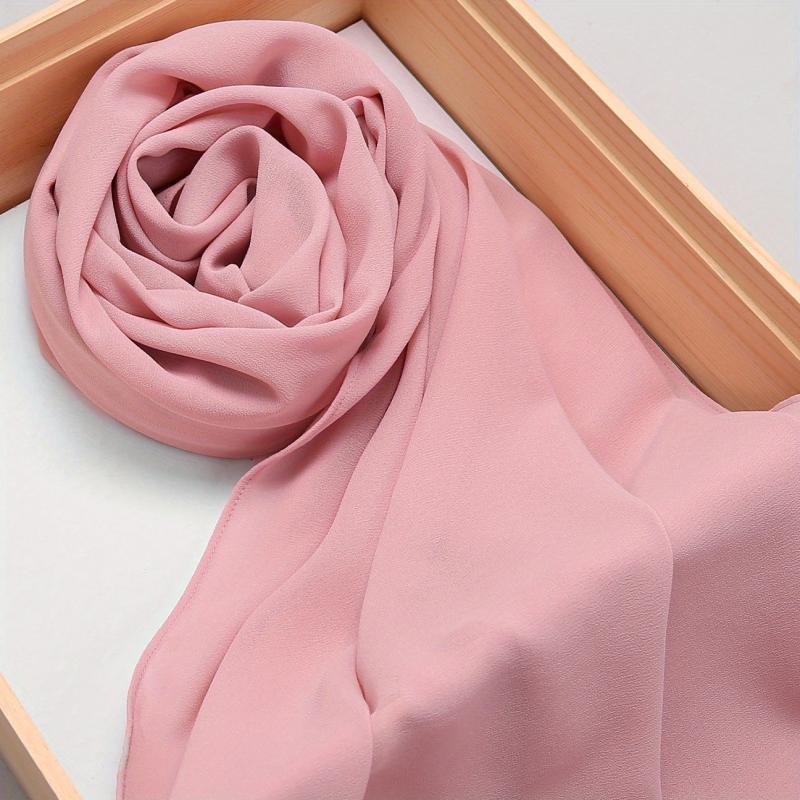Solid Chiffon Scarf Hijab Thin Breathable Shawl Head Wrap Turban