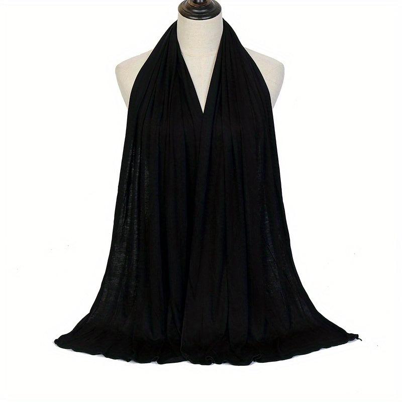 Solid Color Elastic Hijab Casual Turban Scarf Women Head Wrap Bandanas