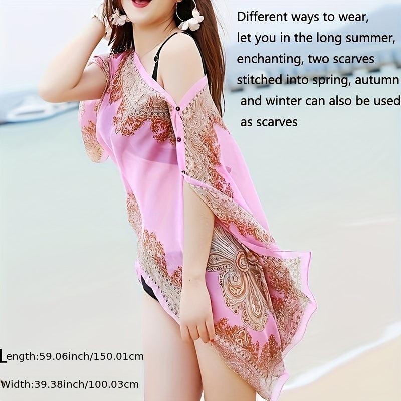 Paisley Print Chiffon Shawl Boho Sunscreen Wrap Beach Towel