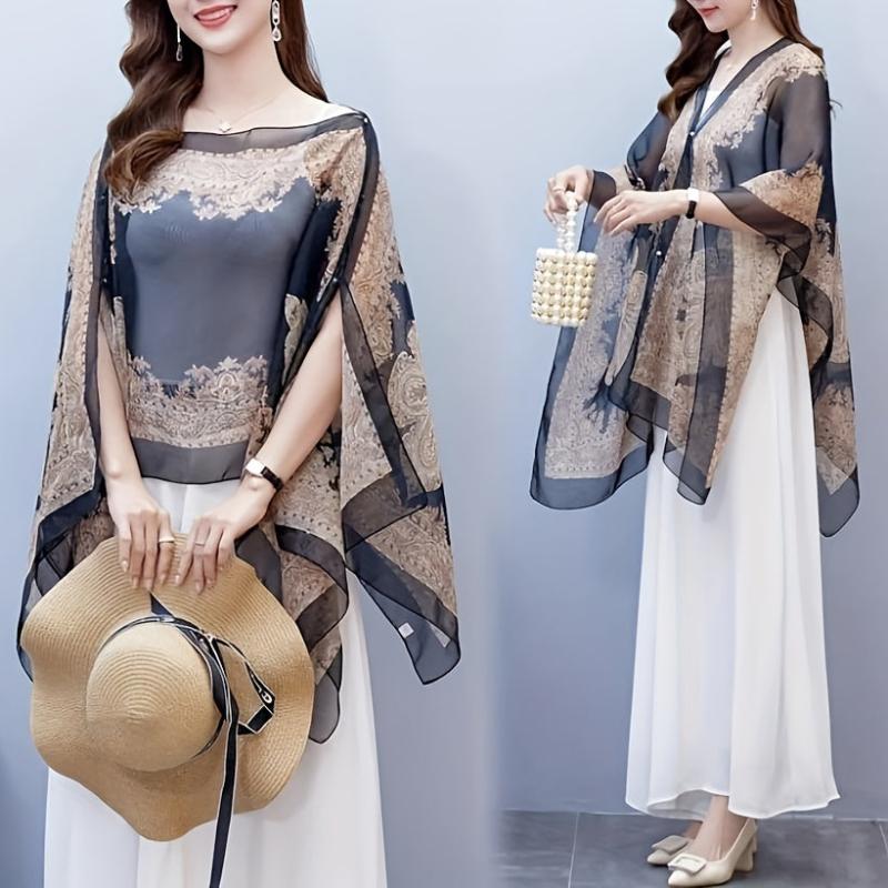 Paisley Print Chiffon Shawl Boho Sunscreen Wrap Beach Towel