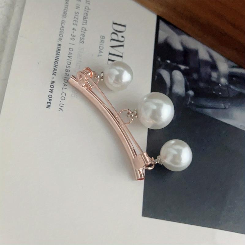 Faux Pearl Neck Tie Pin Buckle Metal Brooch