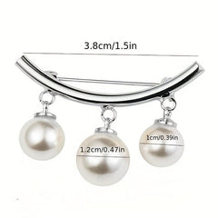 Faux Pearl Neck Tie Pin Buckle Metal Brooch