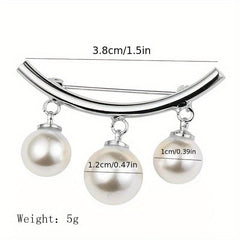 Faux Pearl Neck Tie Pin Buckle Metal Brooch