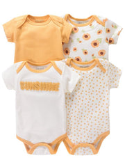 Newborn Infant Romper Short Sleeve Cartoon Animal Flowers Print Bodysuit Onesies