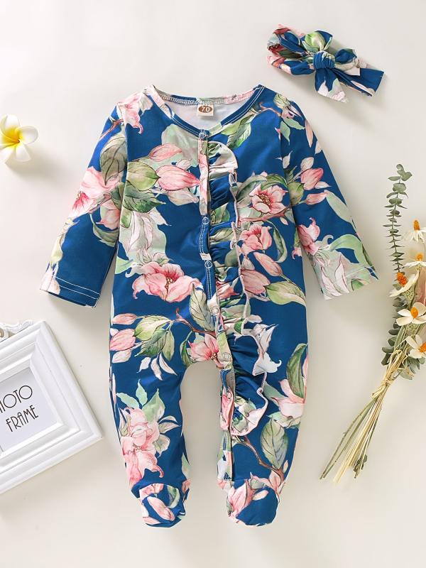 Floral Romper & Jumpsuit Long Sleeve Baby Onesie