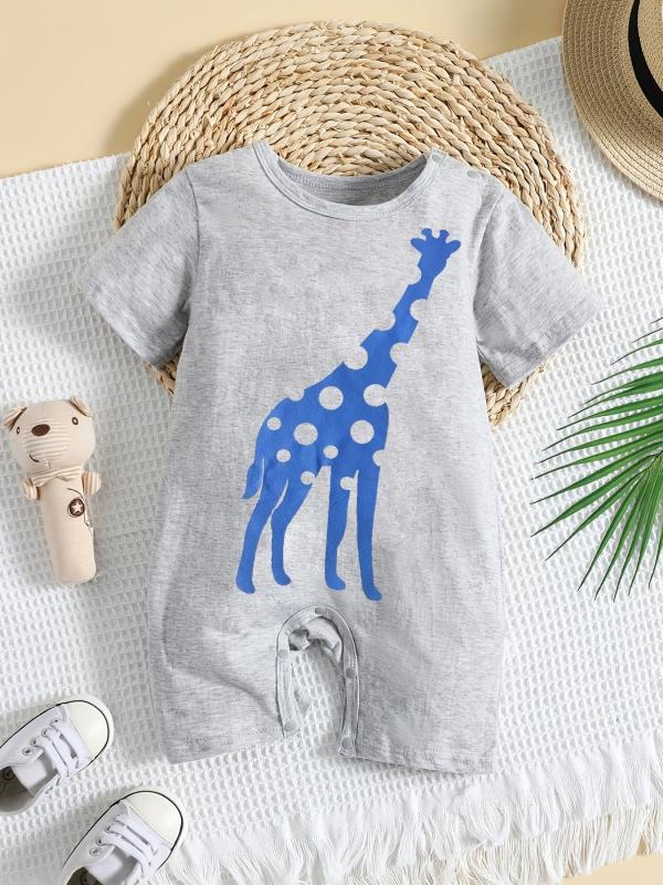 Giraffe Graphic Baby Romper Infant Cotton Summer Clothes