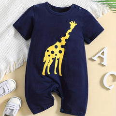 Giraffe Graphic Baby Romper Infant Cotton Summer Clothes