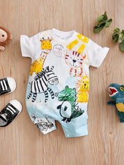 Cartoon Animals Print Cotton Romper for Summer