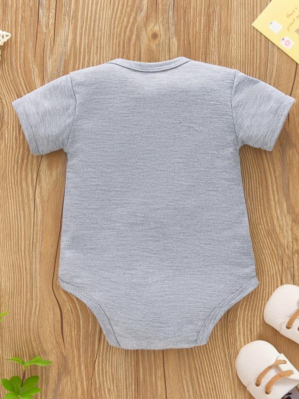 Newborn Infant Short Sleeve Romper Letter Graphic Bodysuit