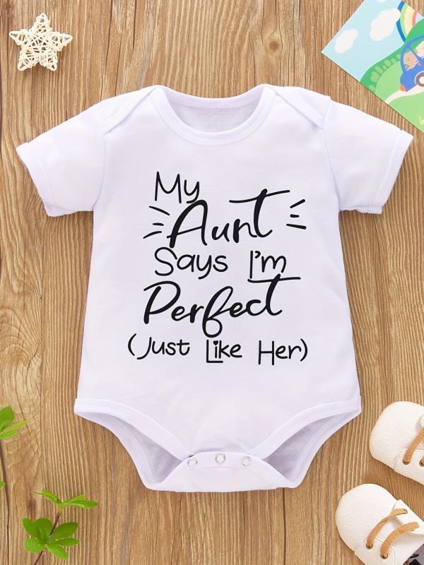Newborn Infant Short Sleeve Romper Letter Graphic Bodysuit