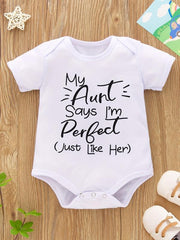 Newborn Infant Short Sleeve Romper Letter Graphic Bodysuit