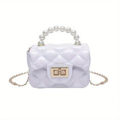 Mini Jelly Purse Girls Mini Bag Faux Pearl Handbag