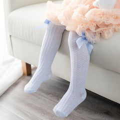 Baby Girls Knit Bow Knee High Socks for Spring and Summer