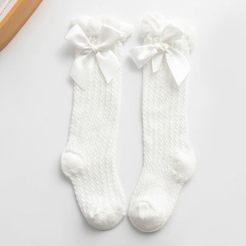 Baby Girls Knit Bow Knee High Socks for Spring and Summer
