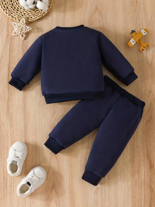 Baby Boys Bear Print Sweatshirt & Elastic Waist Pants Set