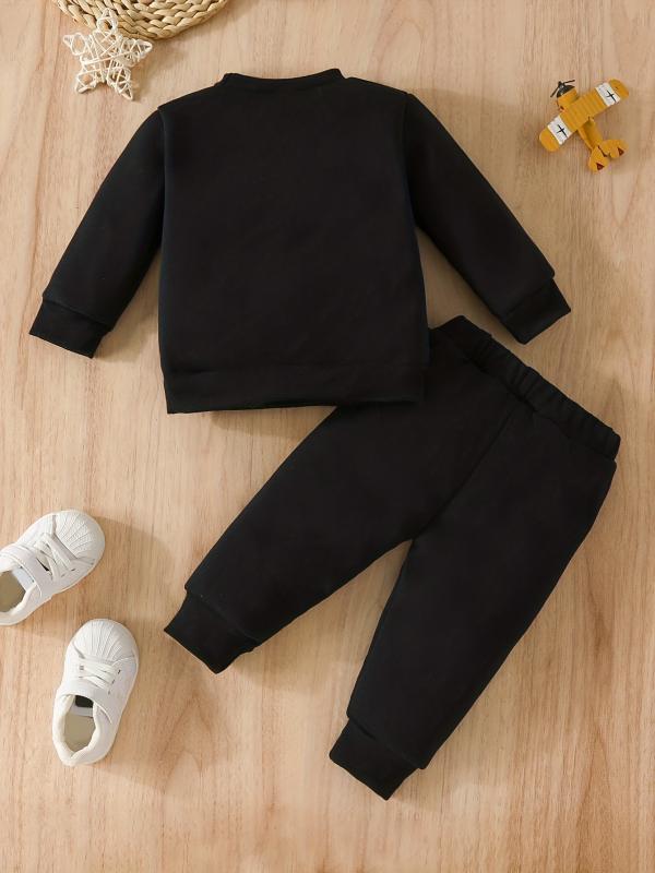 Baby Boys Bear Print Sweatshirt & Elastic Waist Pants Set