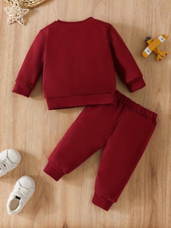 Baby Boys Bear Print Sweatshirt & Elastic Waist Pants Set