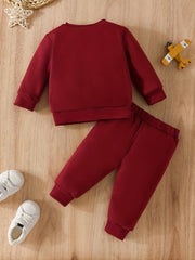 Baby Boys Bear Print Sweatshirt & Elastic Waist Pants Set