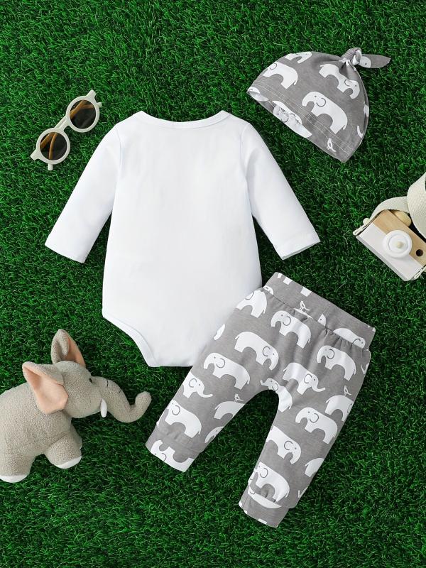 Baby Boys Elephant Print Bodysuit Set