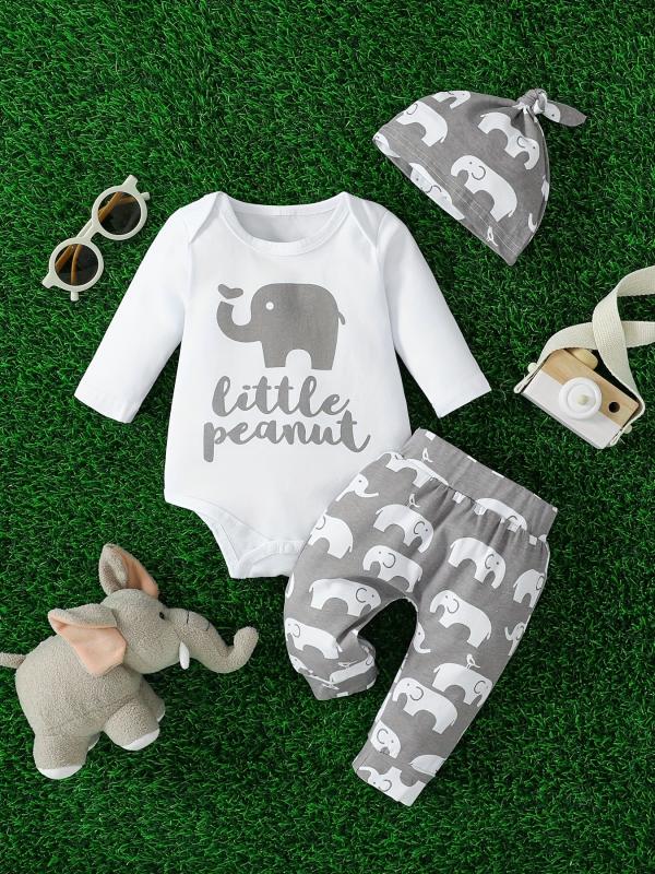 Baby Boys Elephant Print Bodysuit Set