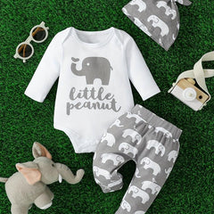 Baby Boys Elephant Print Bodysuit Set