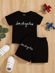 Baby Boys Casual Set Pop Los Angeles T shirt & Shorts Set Kids Clothes