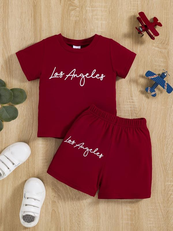 Baby Boys Casual Set Pop Los Angeles T shirt & Shorts Set Kids Clothes