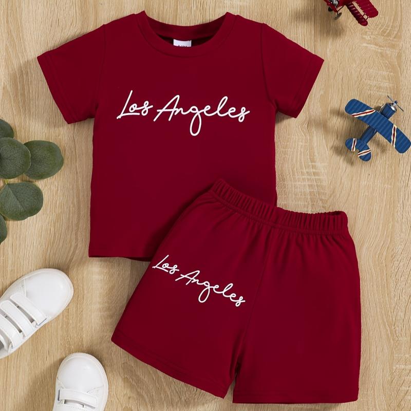 Baby Boys Casual Set Pop Los Angeles T shirt & Shorts Set Kids Clothes