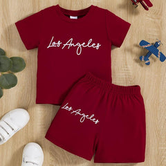 Baby Boys Casual Set Pop Los Angeles T shirt & Shorts Set Kids Clothes