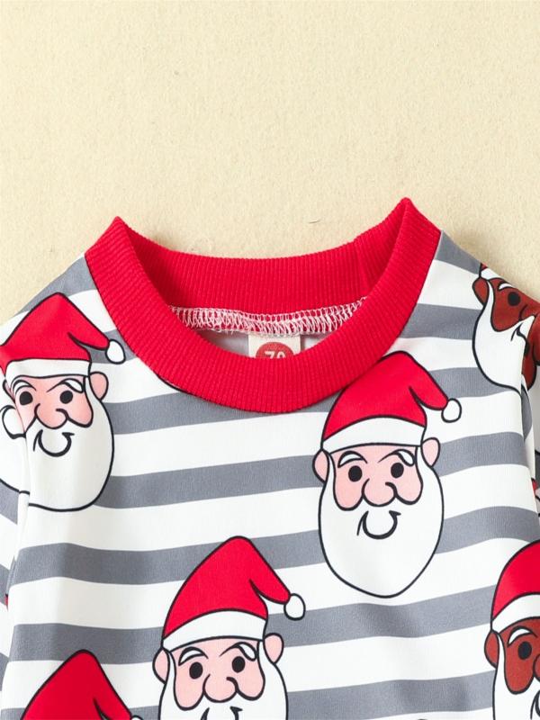2pcs Baby Christmas Print Long Sleeve Trousers Set