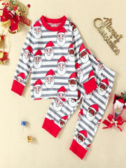 2pcs Baby Christmas Print Long Sleeve Trousers Set