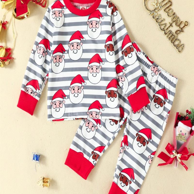 2pcs Baby Christmas Print Long Sleeve Trousers Set